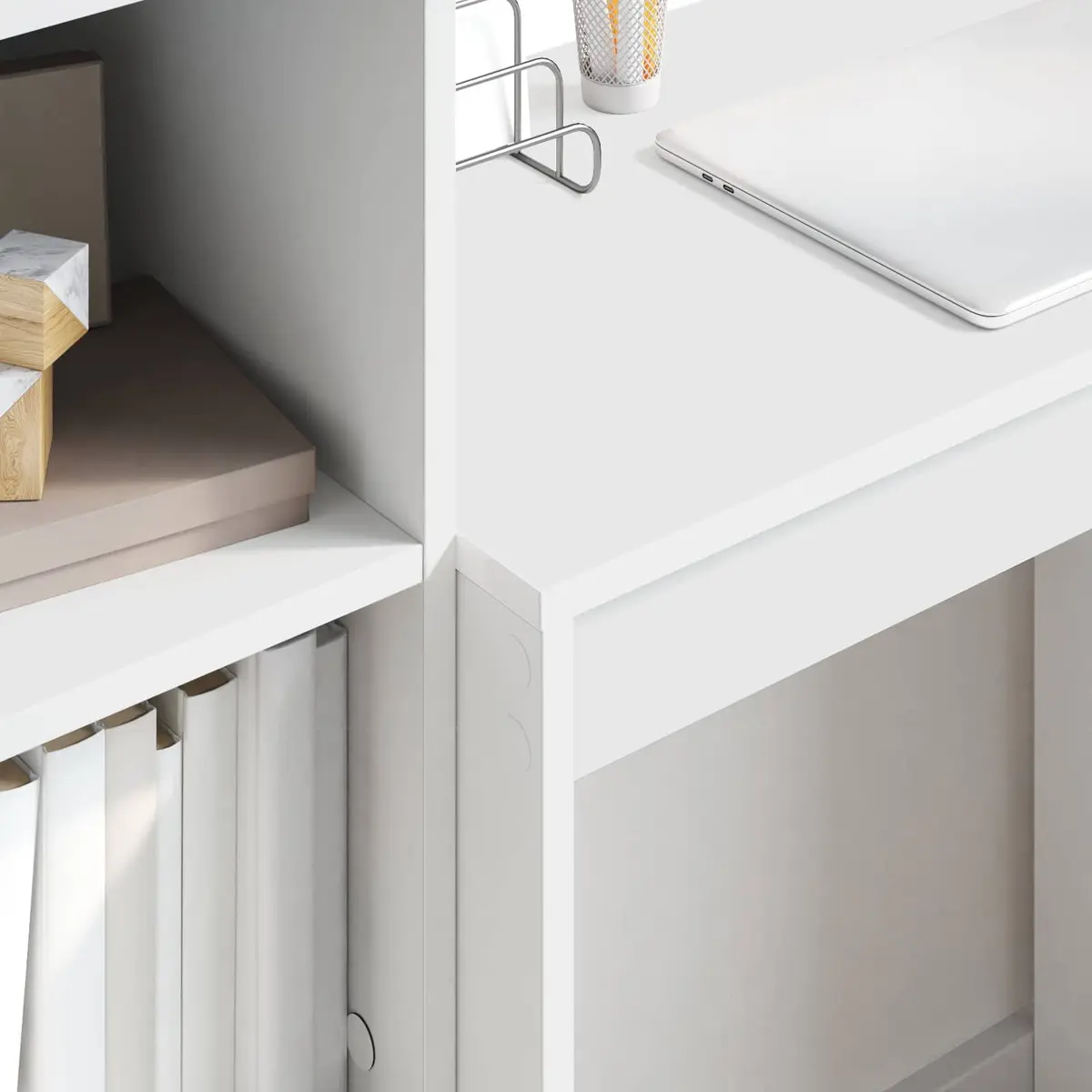 White Writing Desk Compact Home Office Study Computer Workspace Furniture