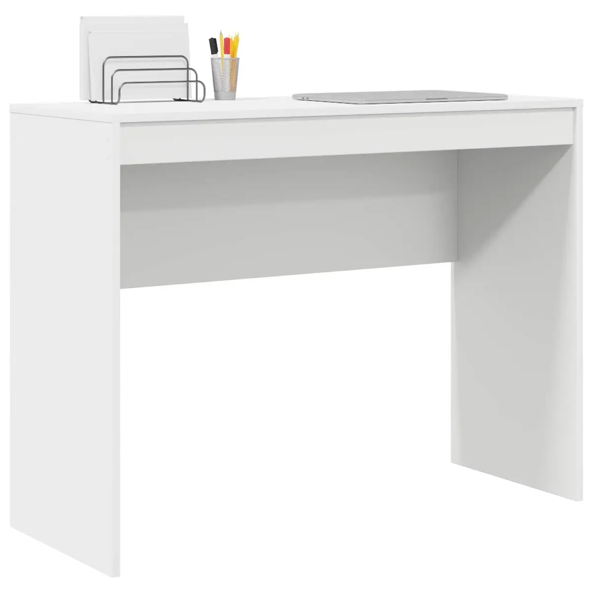 White Writing Desk Compact Office Study Workspace 100x40x76cm Engineered Wood
