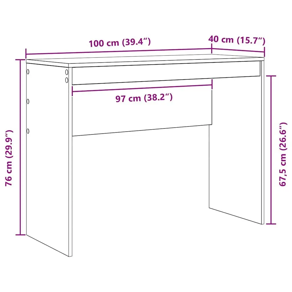 White Writing Desk Compact Office Study Workspace 100x40x76cm Engineered Wood