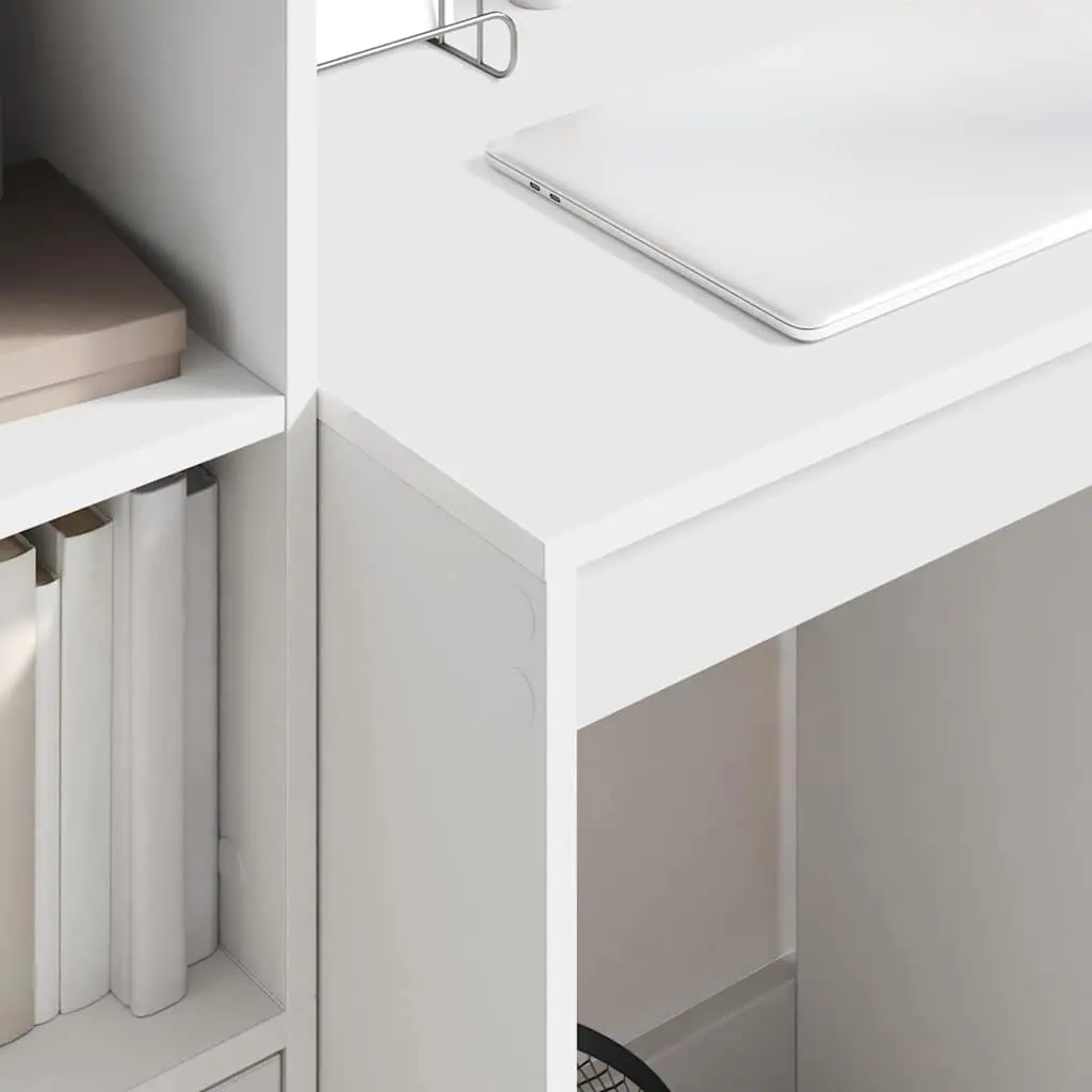 White Writing Desk with Solid Wood Frame