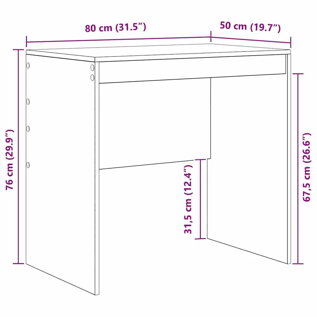White Writing Desk Compact Home Office Study Table Engineered Wood Modern