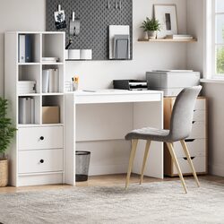 Compact White Writing Desk for Home Office & Study