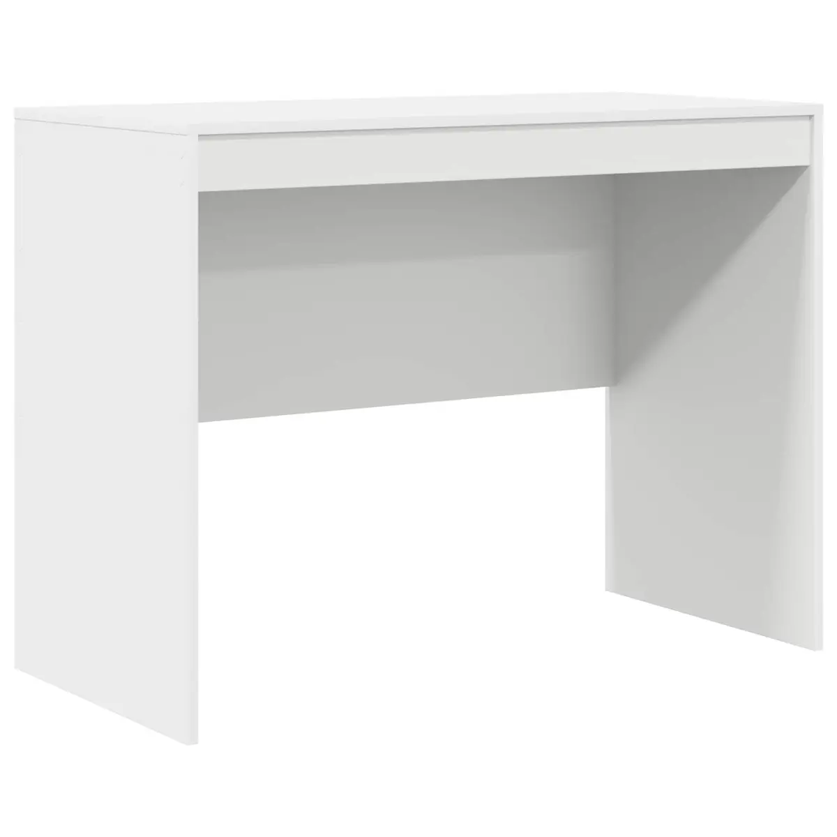 White Writing Desk Compact Office Home Study Engineered Wood Modern Minimalist
