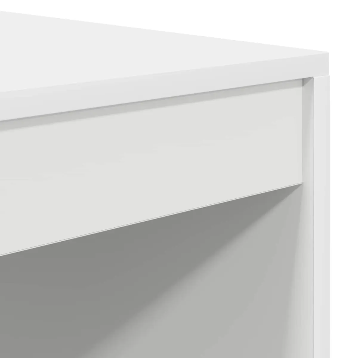 White Writing Desk Compact Office Home Study Engineered Wood Modern Minimalist