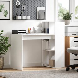 Sturdy Modern Computer Desk with Shelf in White