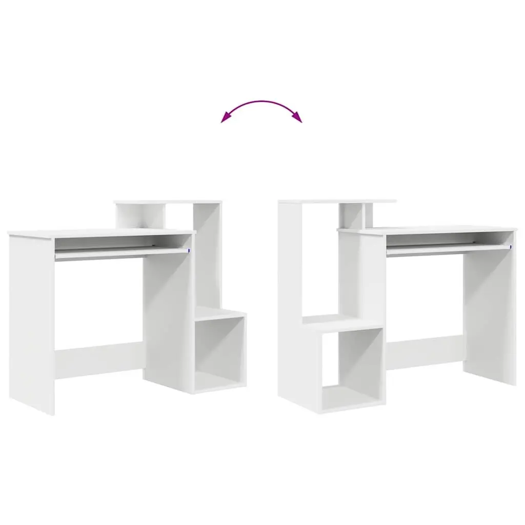White Computer Desk with Drawer and Shelves