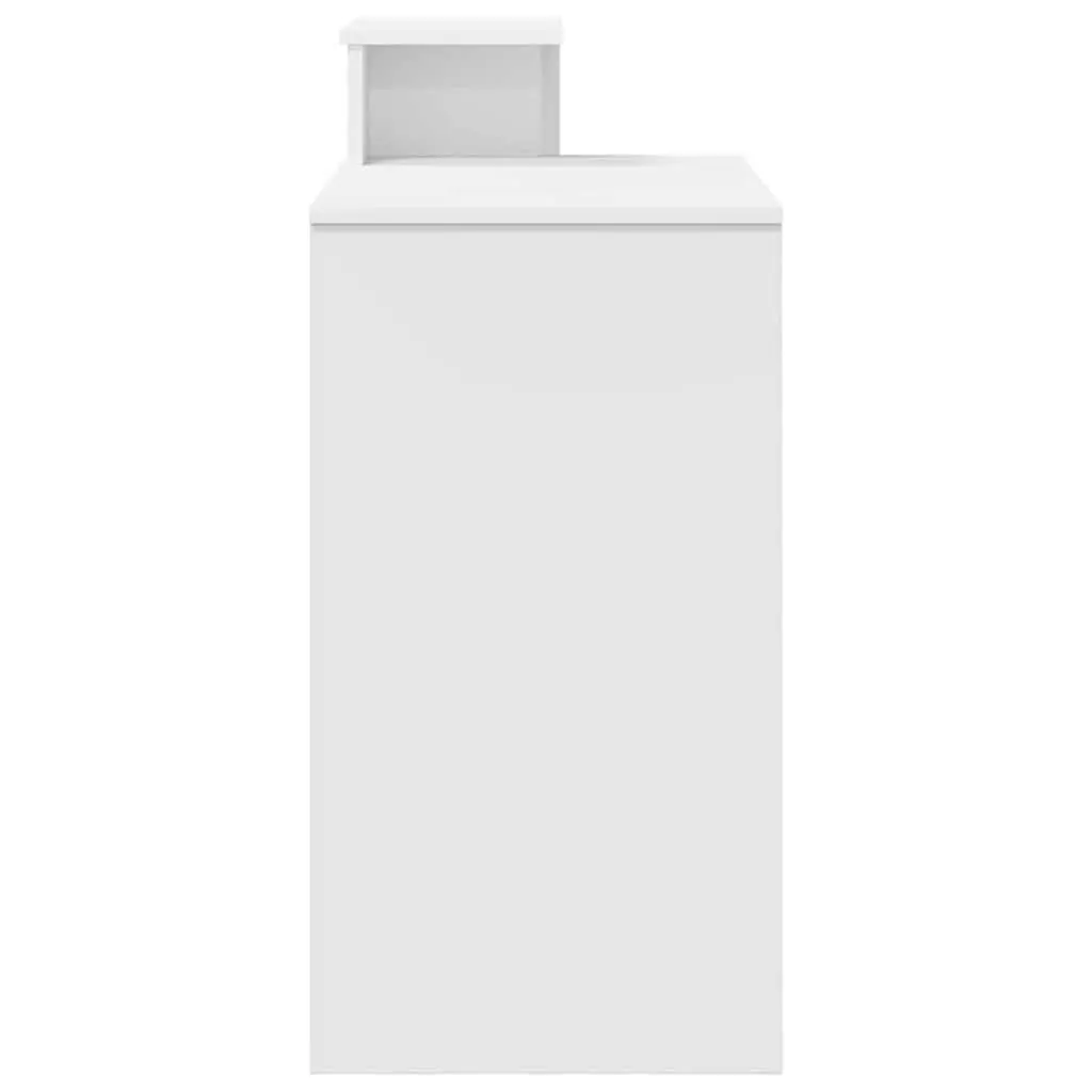 White Computer Desk with Drawer and Shelves
