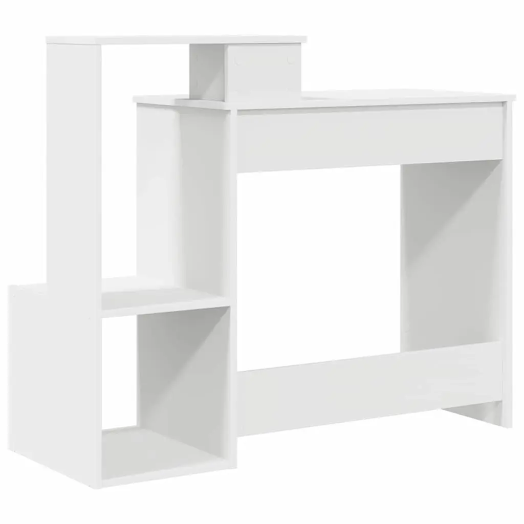 White Computer Desk with Drawer and Shelves