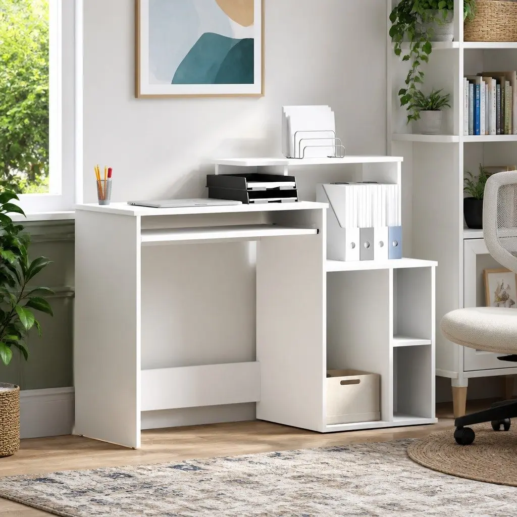 Desk Engineered Wood 120.5 x 44 x 88.5 cm White