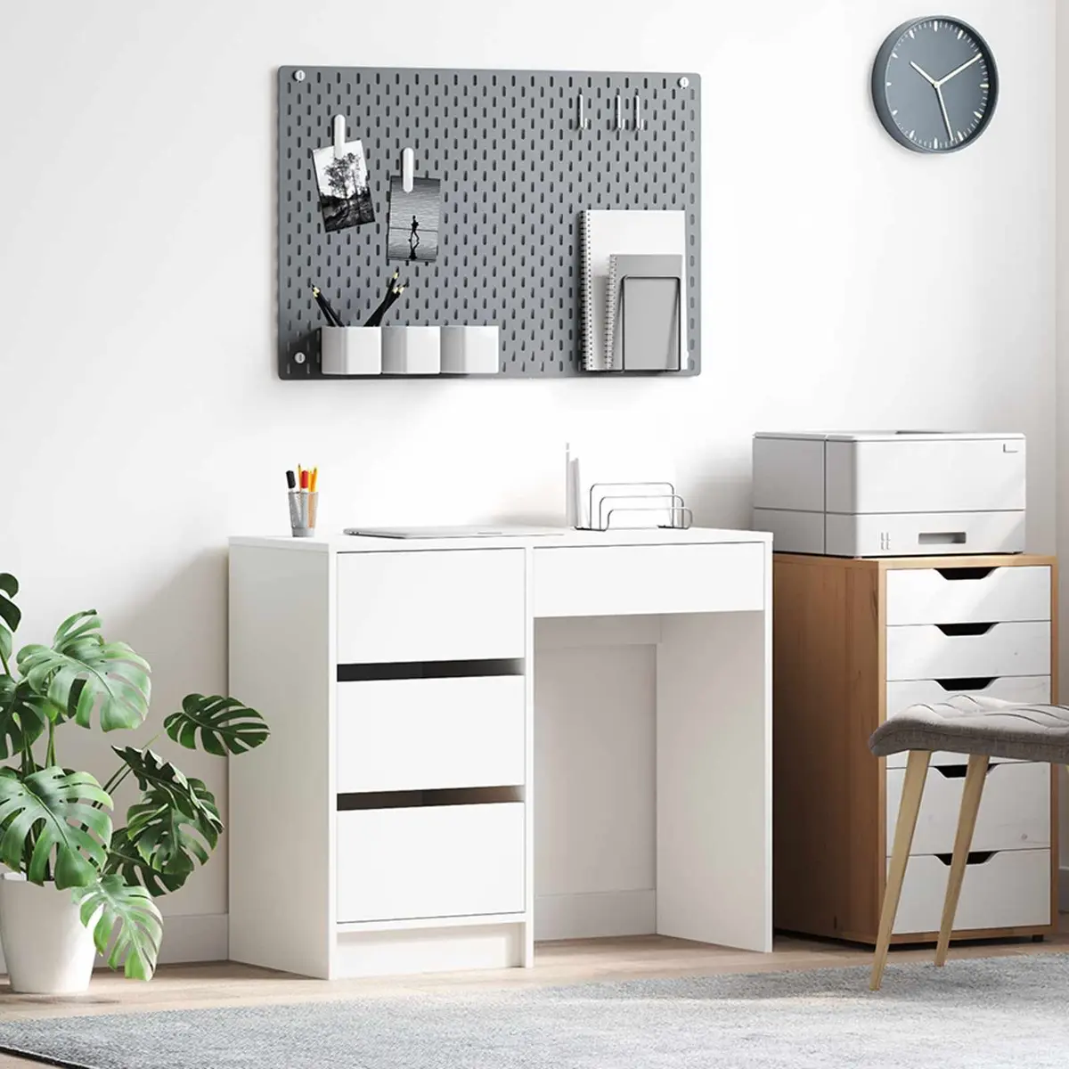 White Computer Desk with Drawer Storage 90 x 37.5 x 75 cm