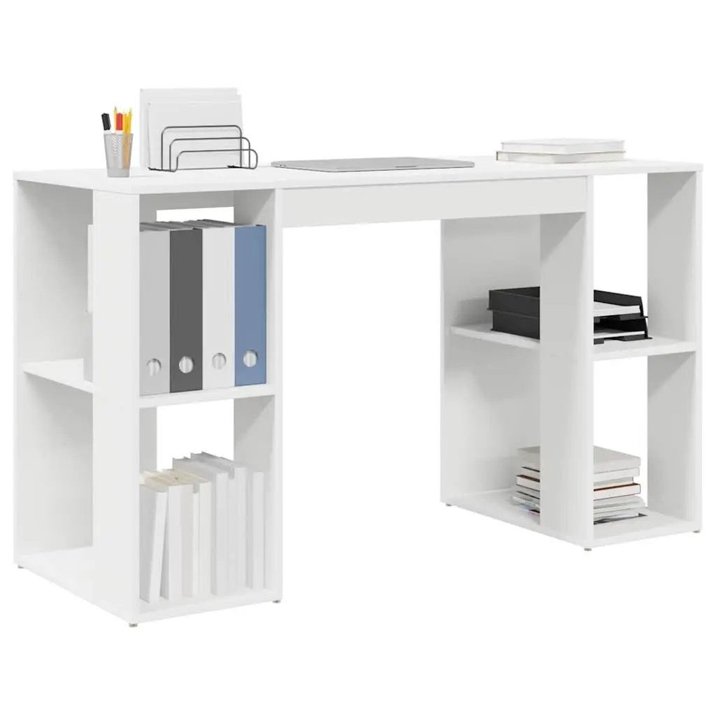 Desk Engineered Wood 130 x 50.5 x 75 cm White with Brown