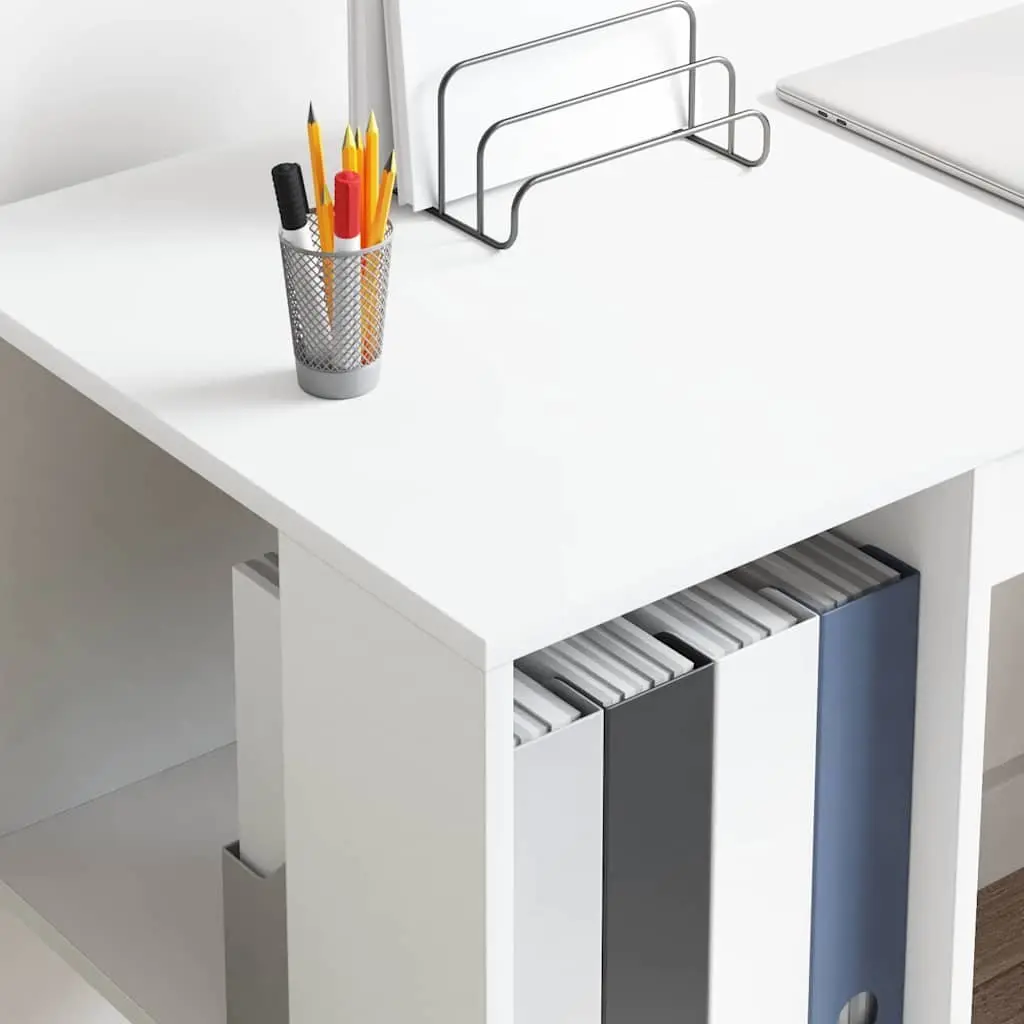 Desk Engineered Wood 130 x 50.5 x 75 cm White with Brown