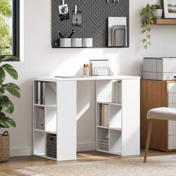 Stylish White Writing Desk with Shelves for Home Office