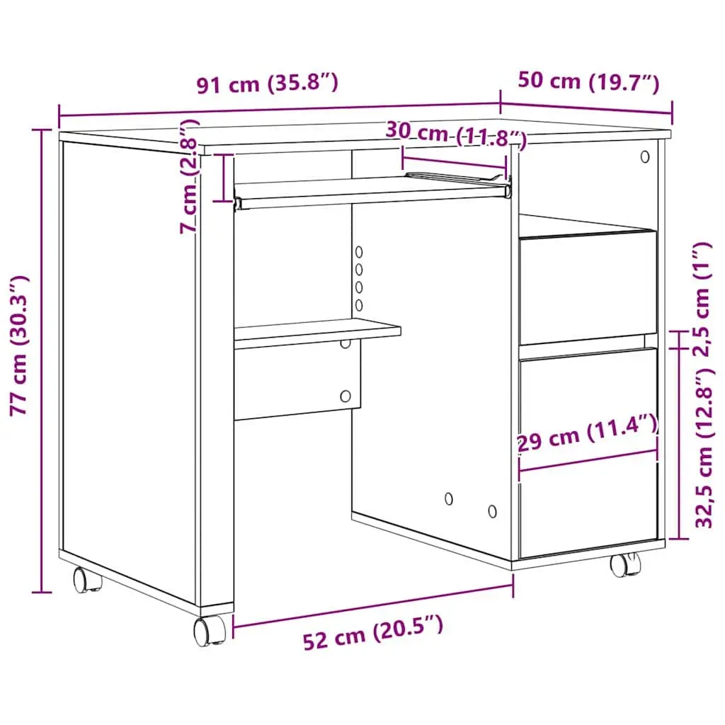 Mobile Office Workstation with Lockable Wheels