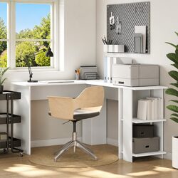 Premium White Corner Desk 140 x 113.5 x 75 cm Engineered Wood