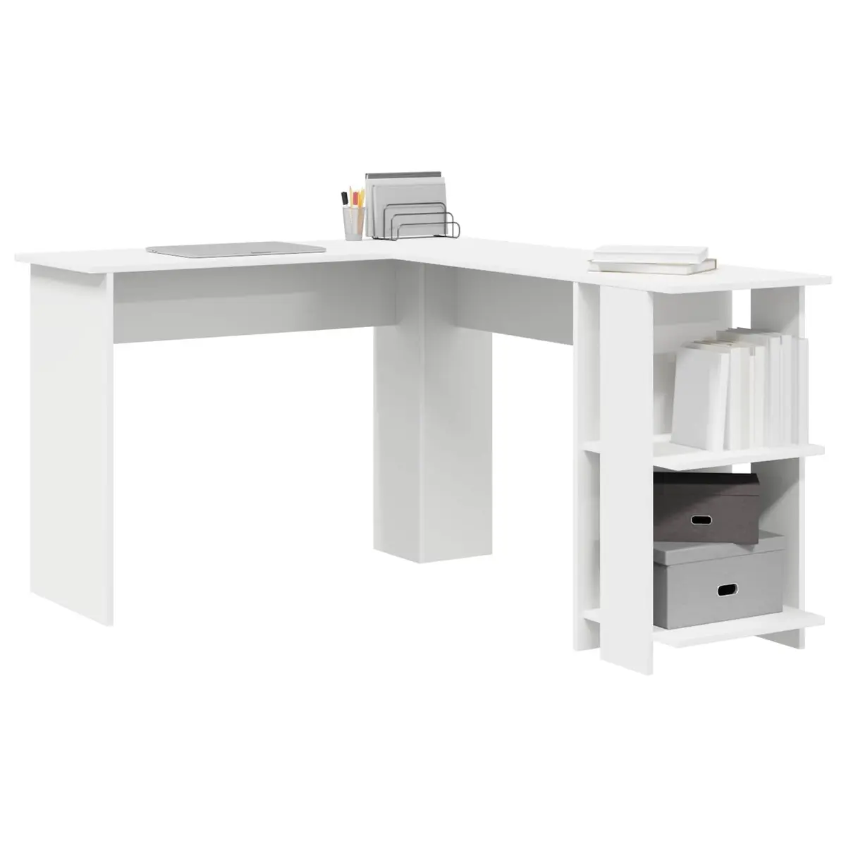 Corner Desk Engineered Wood 140 x 113.5 x 75 cm White