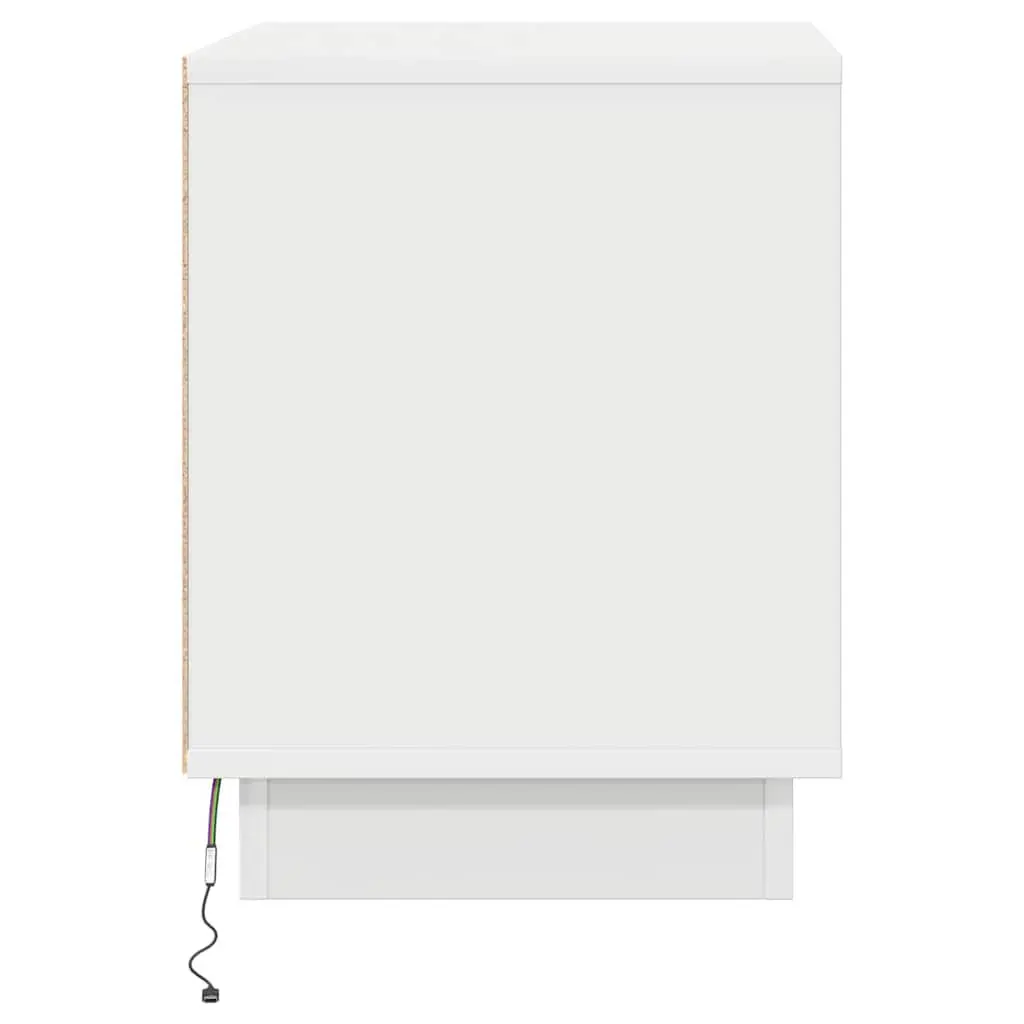 Bedside Cabinet Set in White with LED and USB
