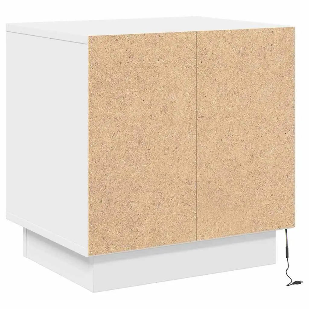 Bedside Cabinet Set in White with LED and USB