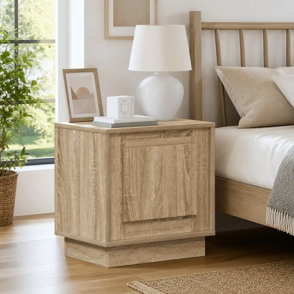 Bedside Cabinet Set with LED Lights and USB Port
