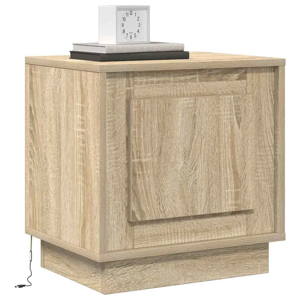 Bedside Cabinet Set with LED Lights and USB Port
