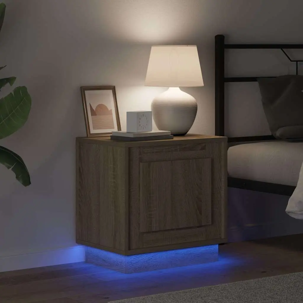 Bedside Cabinet Set with LED Lights and USB Port