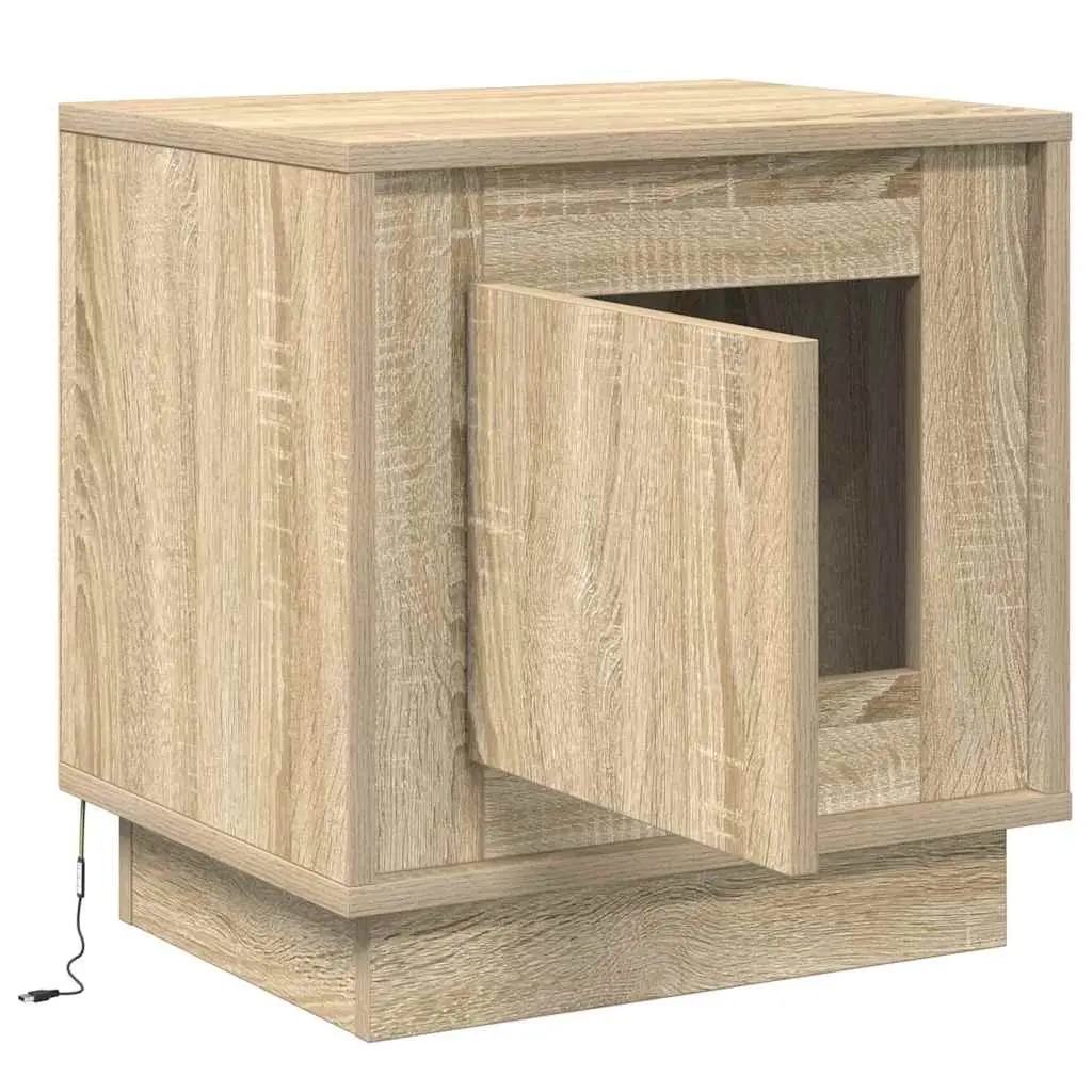 Bedside Cabinet Set with LED Lights and USB Port