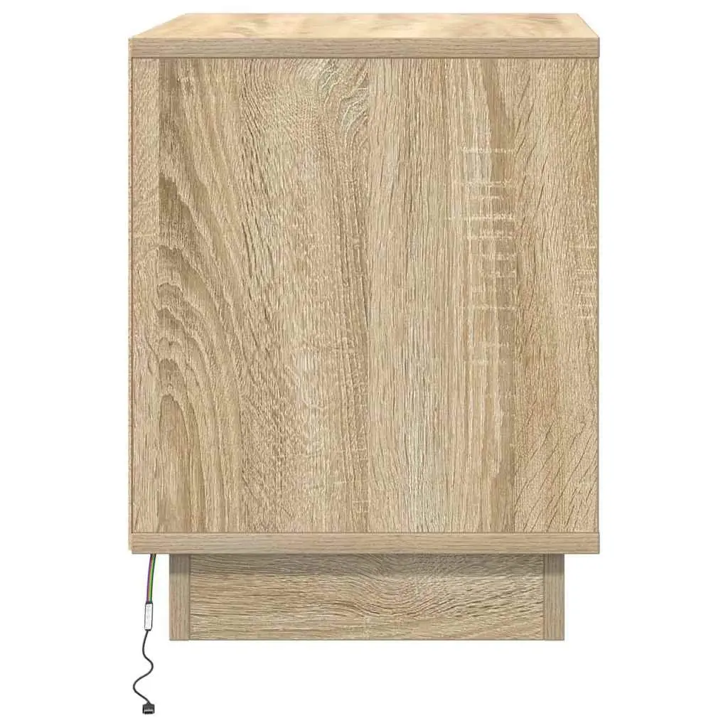 Bedside Cabinet Set with LED Lights and USB Port