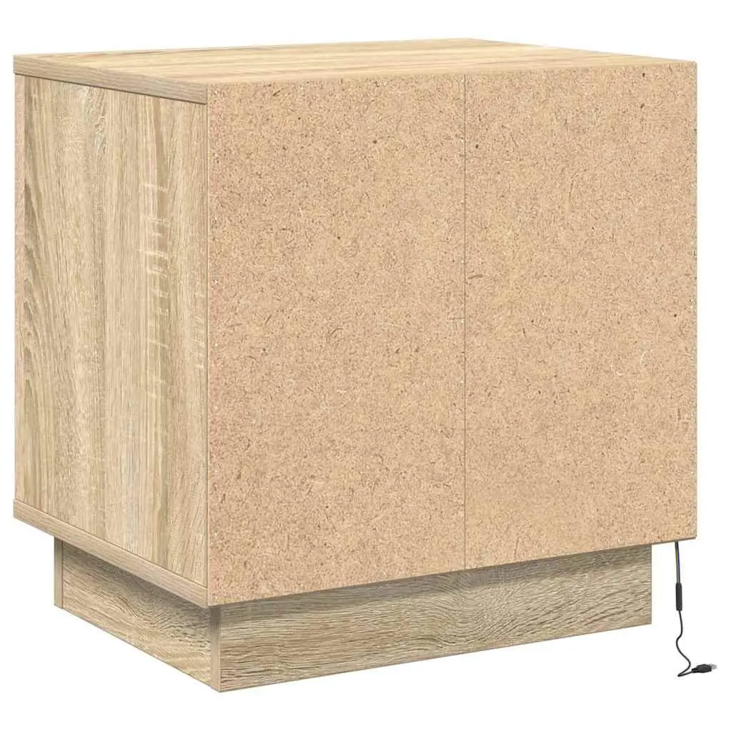 Bedside Cabinet Set with LED Lights and USB Port