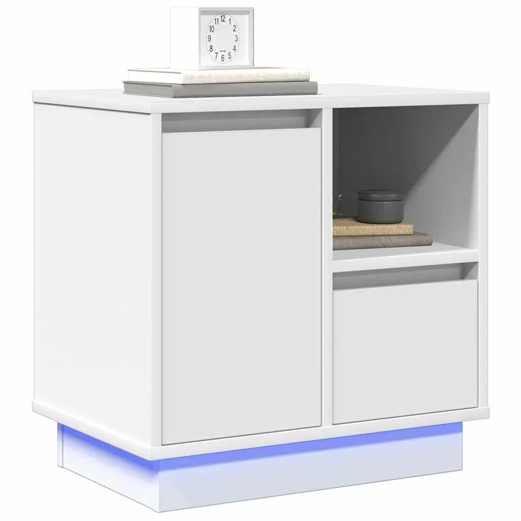 Bedside Cabinet Set in White Engineered Wood