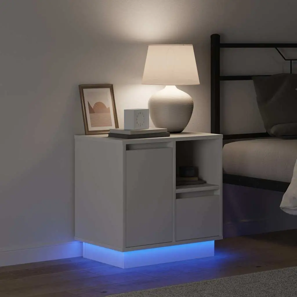 Bedside Cabinet Set in White Engineered Wood