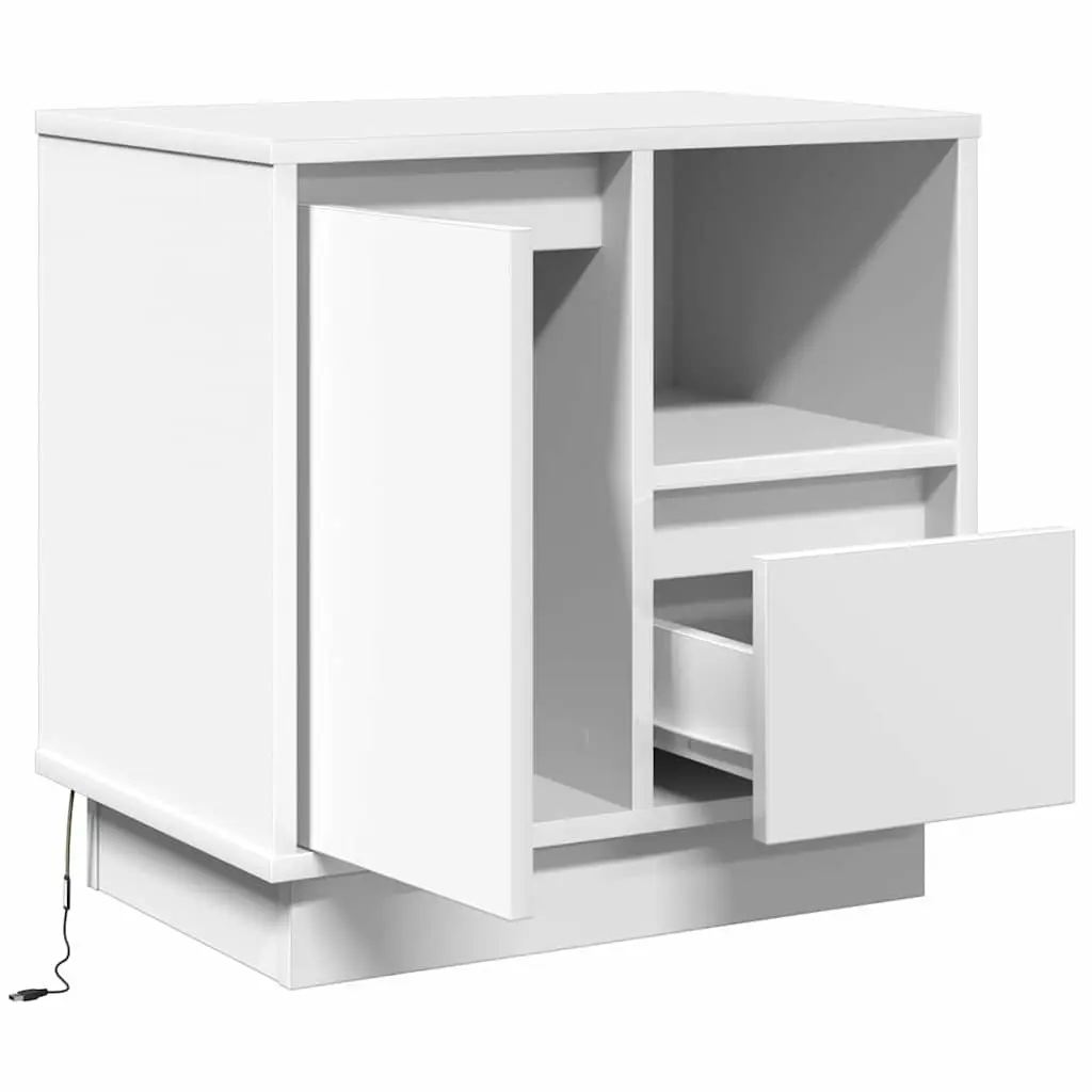 Bedside Cabinet Set in White Engineered Wood