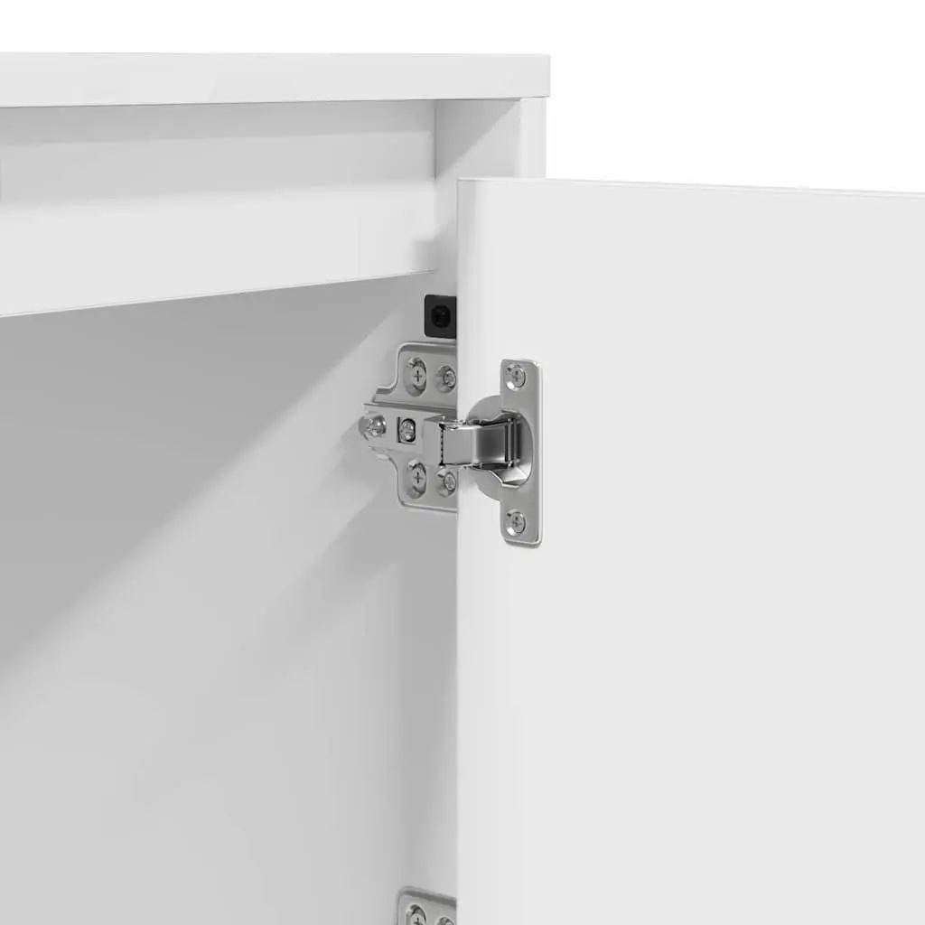 White Engineered Wood Bedside Cabinet with LED