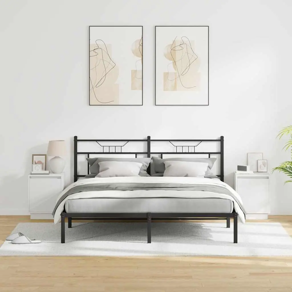 White Engineered Wood Bedside Cabinet with LED