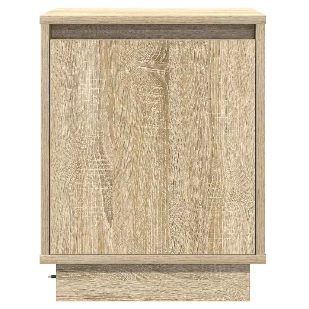 Brown Bedside Cabinet 2 pcs with USB LED Light