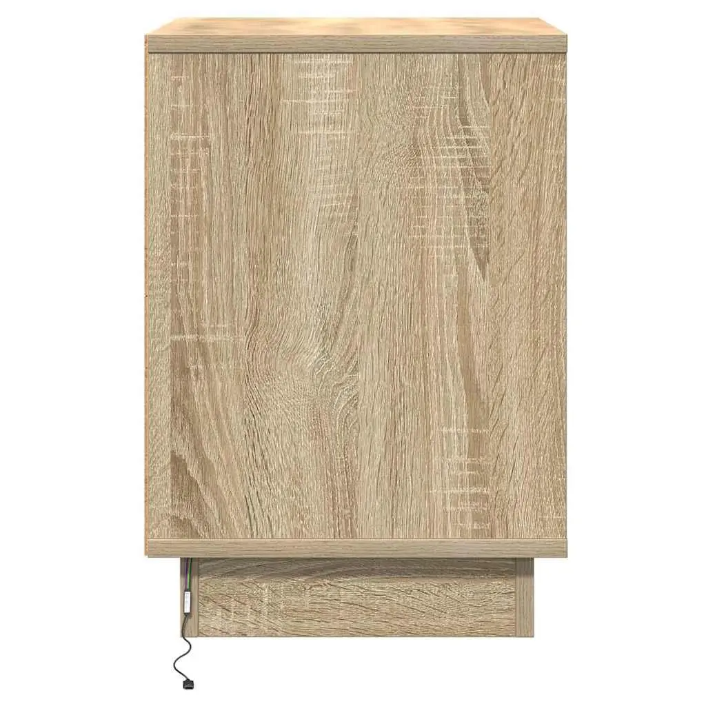 Brown Bedside Cabinet 2 pcs with USB LED Light