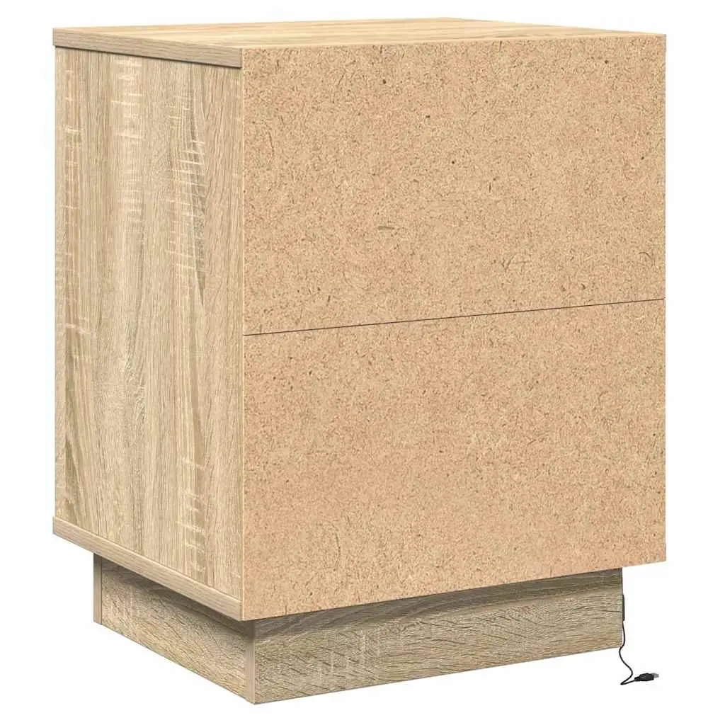 Brown Bedside Cabinet 2 pcs with USB LED Light