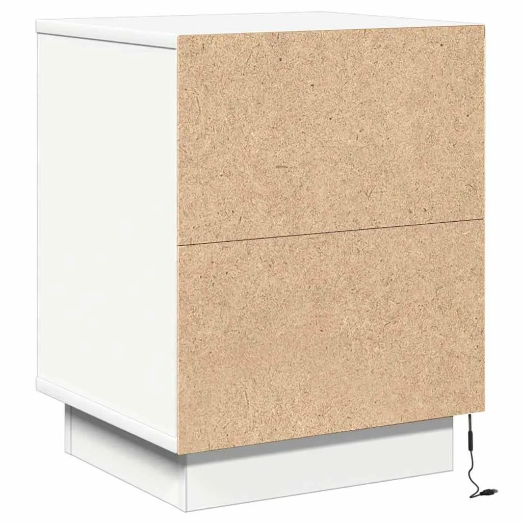 White Bedside Cabinet Set with USB and LED Lights