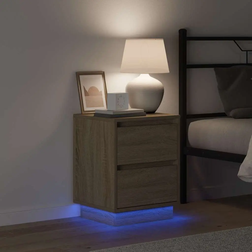 Bedside Cabinet Engineered Wood Compact Sonoma Oak 2 Piece