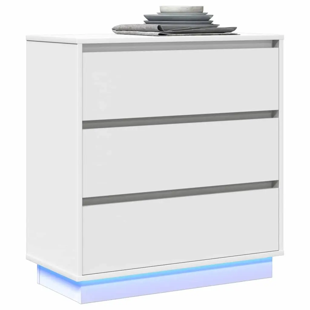 White Engineered Wood Bedside Cabinet 71cm