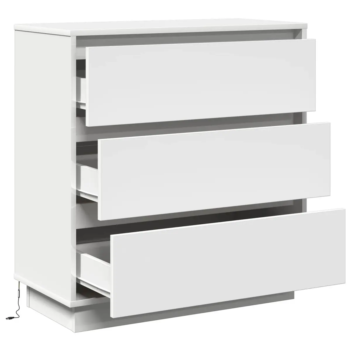 White Engineered Wood Bedside Cabinet 71cm