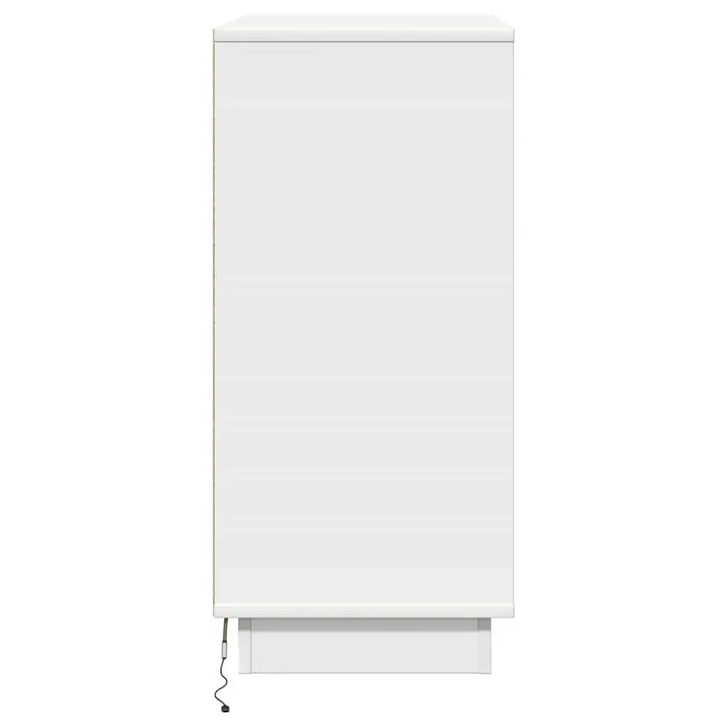 White Engineered Wood Bedside Cabinet 71cm