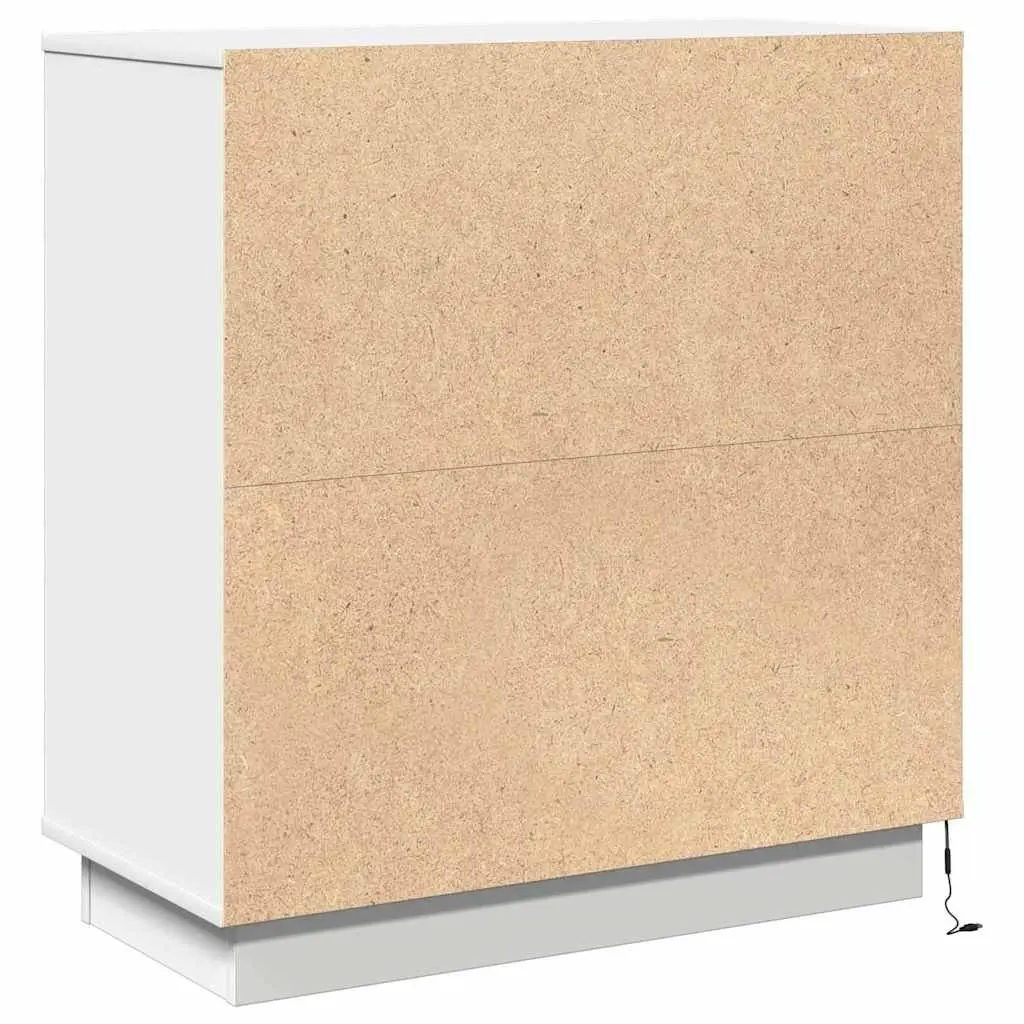 White Engineered Wood Bedside Cabinet 71cm