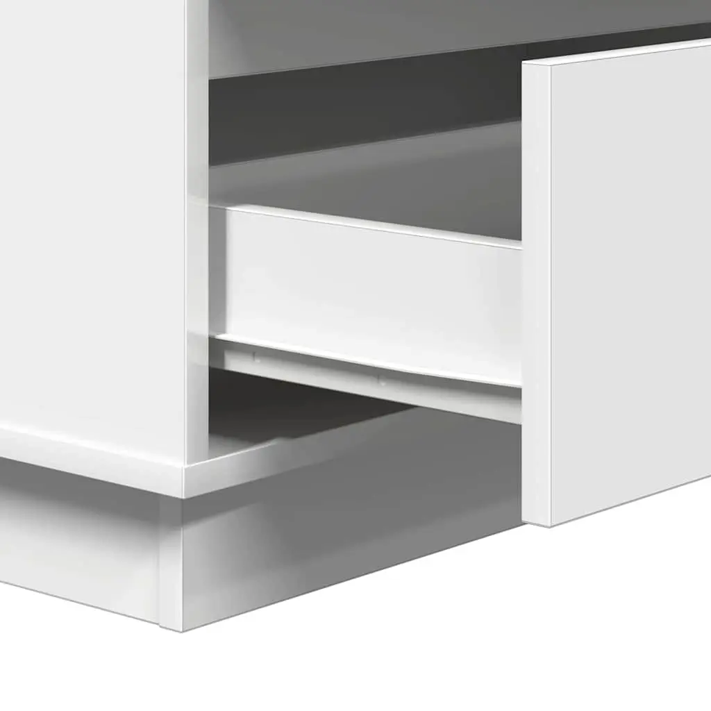 White Engineered Wood Bedside Cabinet 71cm