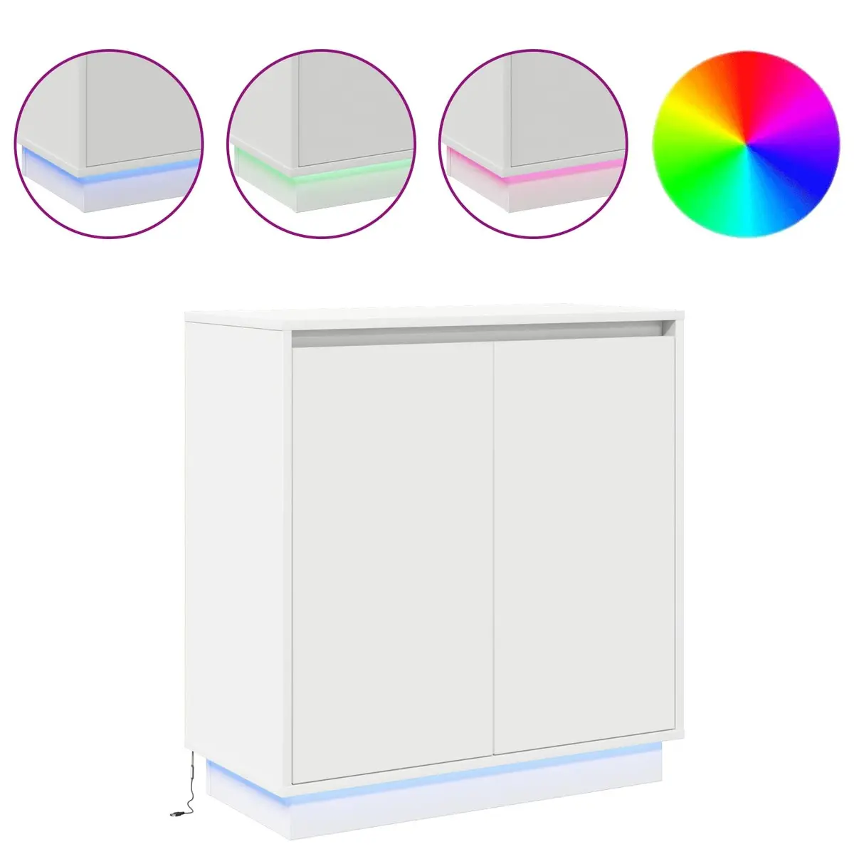White LED Sideboard Storage Cabinet with RGB Lighting