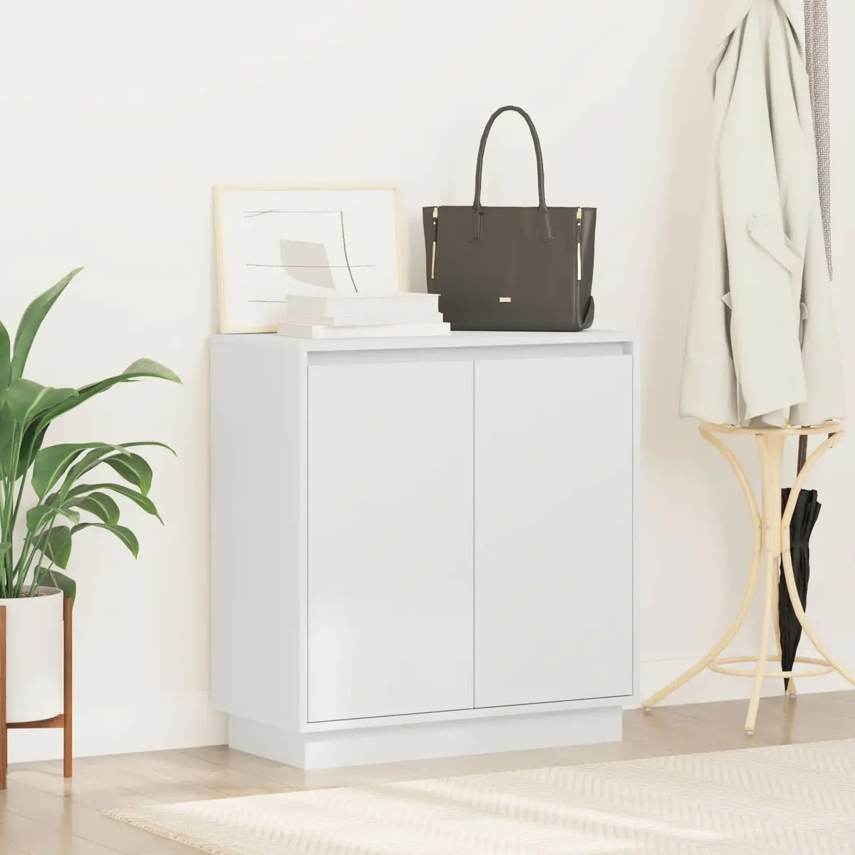White LED Sideboard Storage Cabinet with RGB Lighting