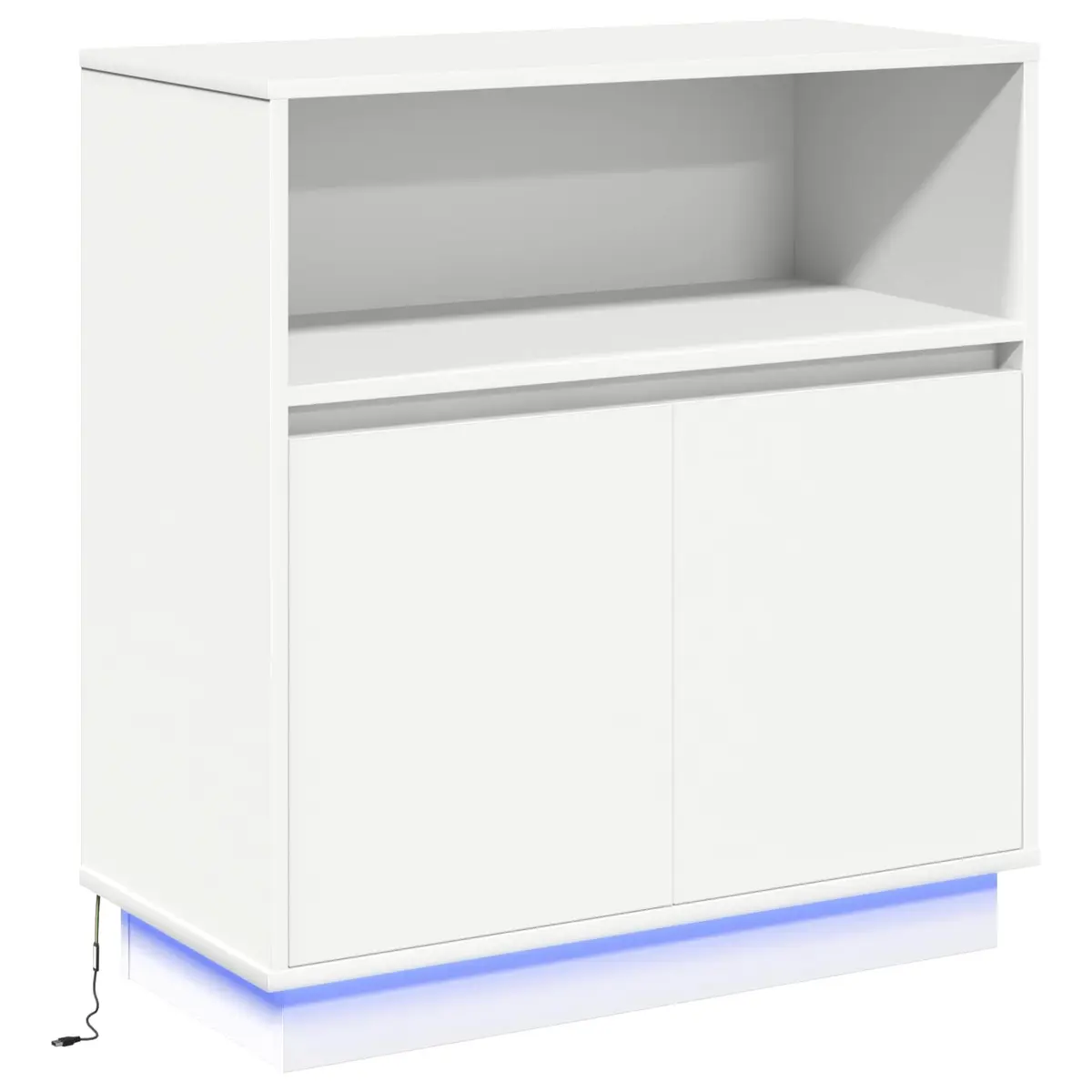 White LED Sideboard with Modern Storage and RGB Lighting