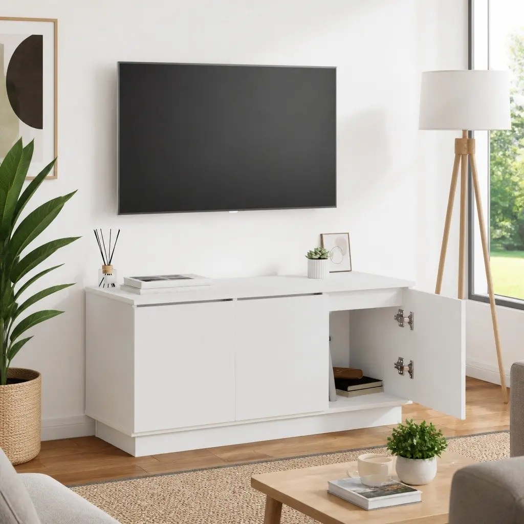 TV Cabinet Engineered Wood 100x38x49cm White