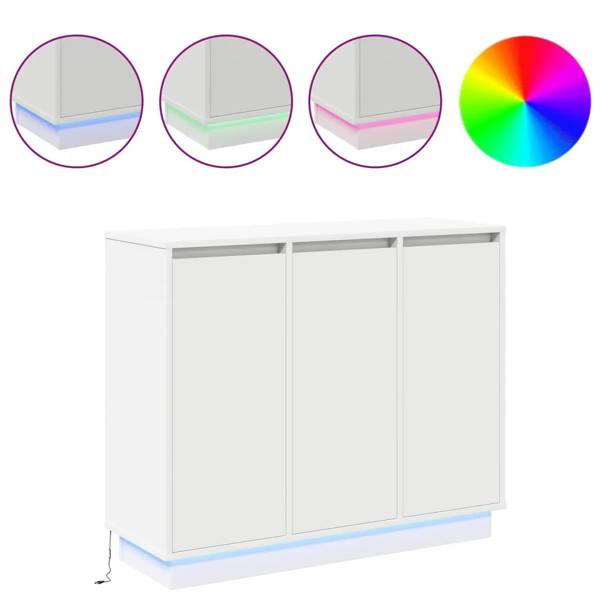 LED Sideboard in White with Integrated Lights