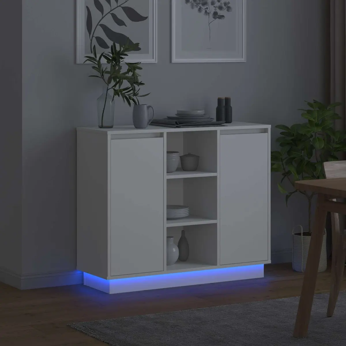 LED Sideboard in White with Integrated Lights