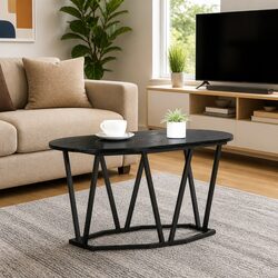 Black Oak Oval Coffee Table for Modern Living Spaces